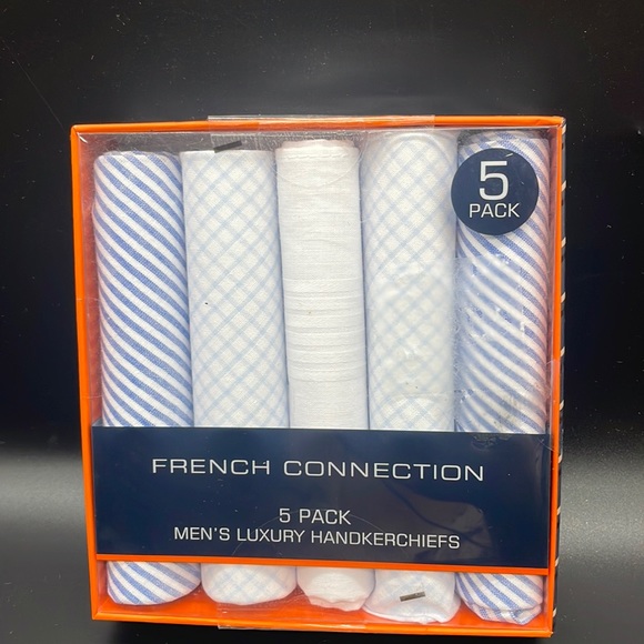 French Connection Men's 5 Pack Luxury Handkerchiefs - Picture 1 of 2